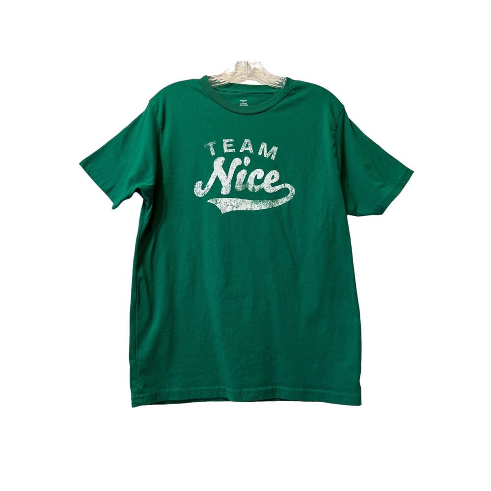 Holiday Time Team Nice Christmas Holiday T-Shirt M Green